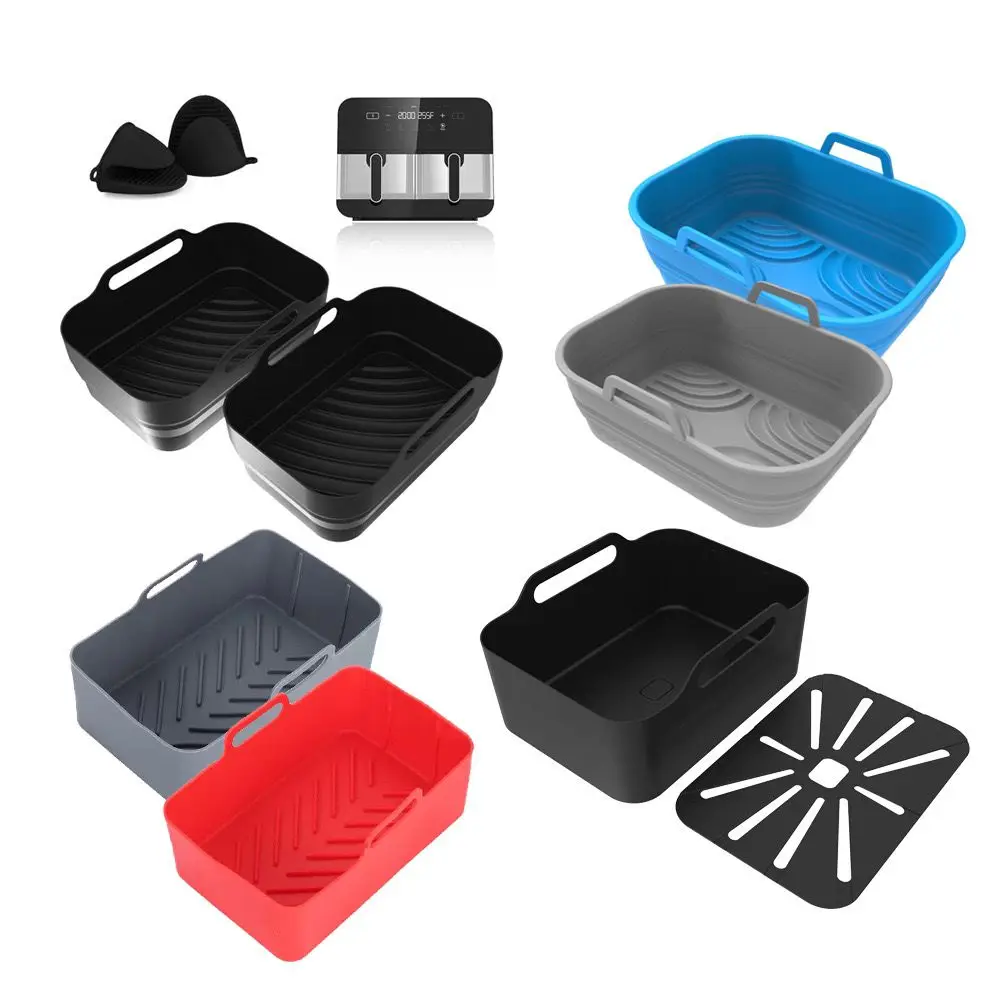 Thickened foldable air fryer silicone baking pan mat anti-hot fryer pan air fryer silicone mat