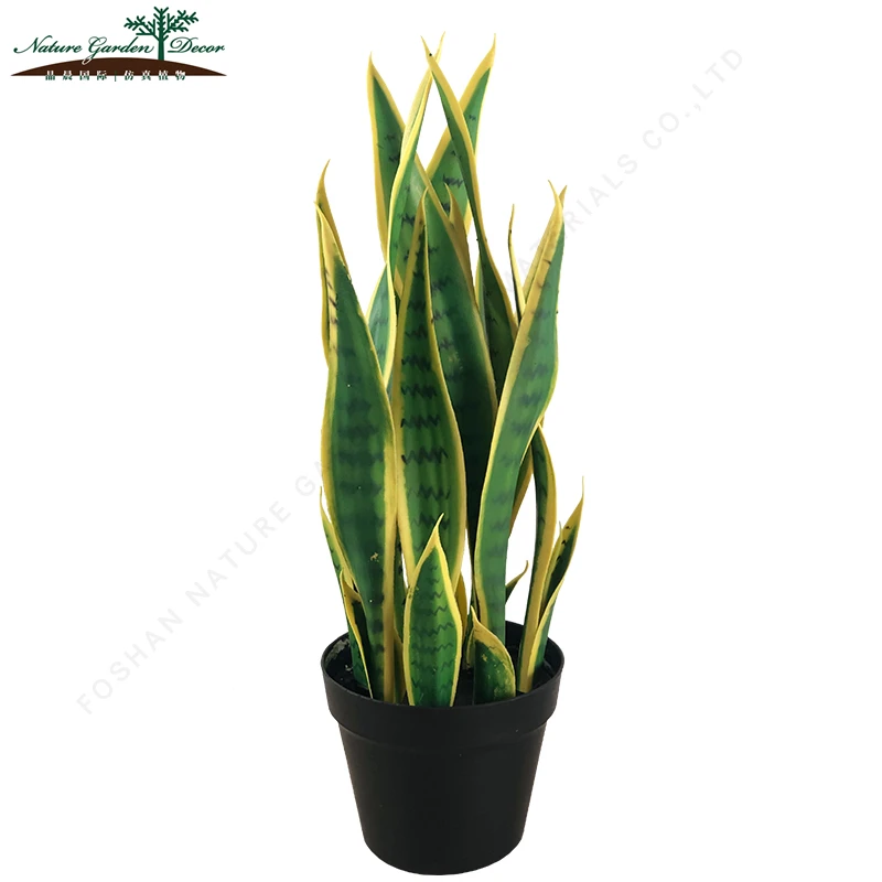Небольшие пластиковые агавы бонсай растения с горшком Sansevieria Cylindrica