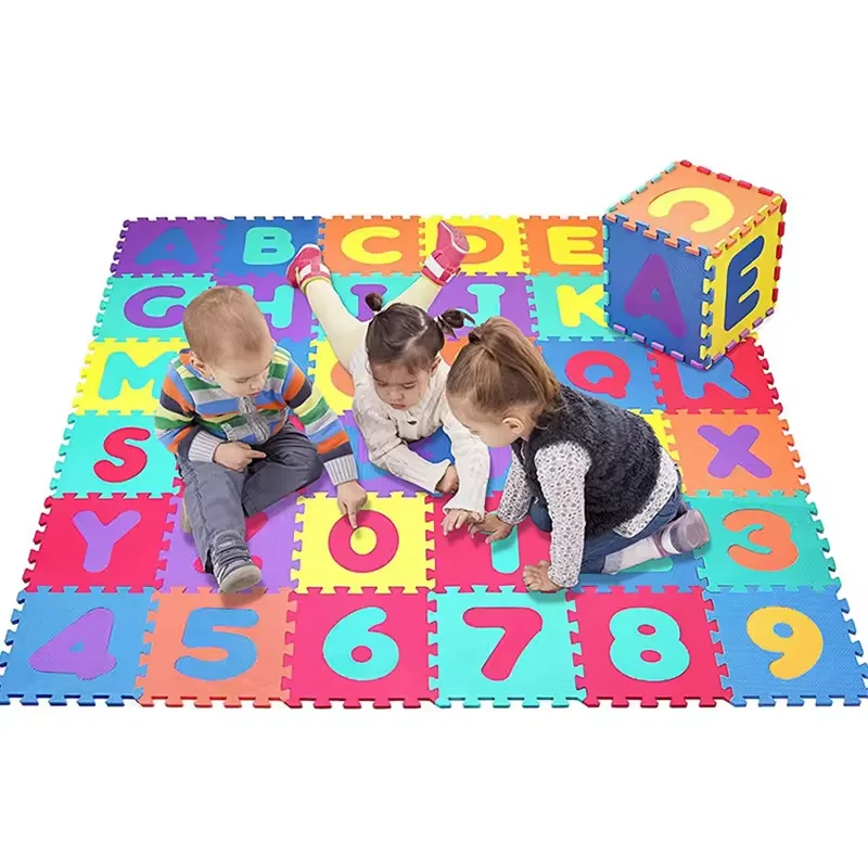 XYF Customized OEM Kids Foam Puzzle Play Mat 36-Piece Set 12X12 Inches Interlocking Floor Tiles with Alphabet and Numbers