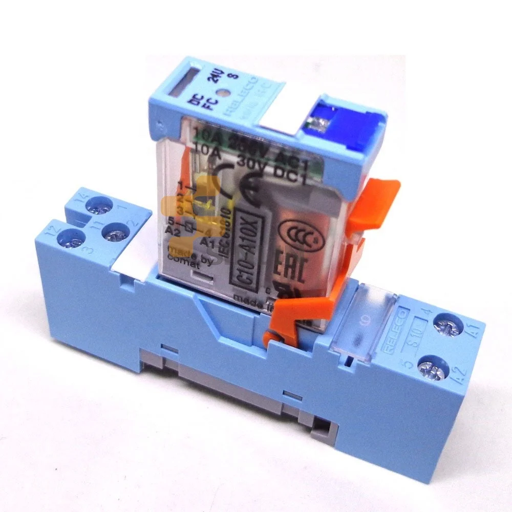 Original Power Relay C10-A10X with relay socket S-10 24VDC 1A
