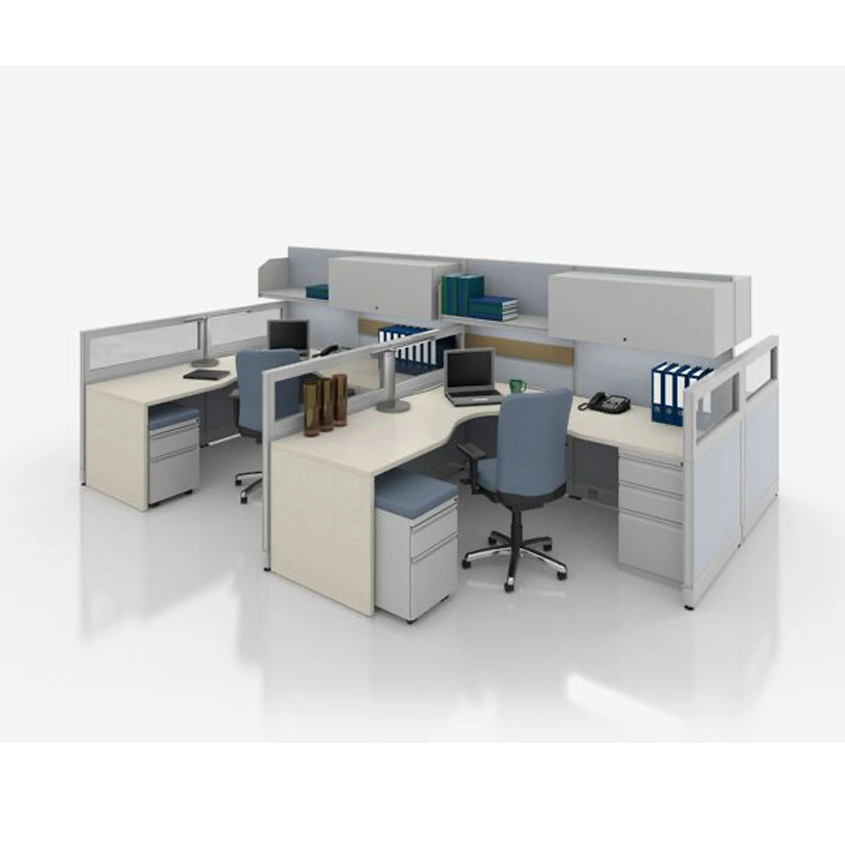 Современная офисная мебель модульная рабочая станция на 6 персон с алюминиевым перегородным экраном изогнутый L-образный офисный стол