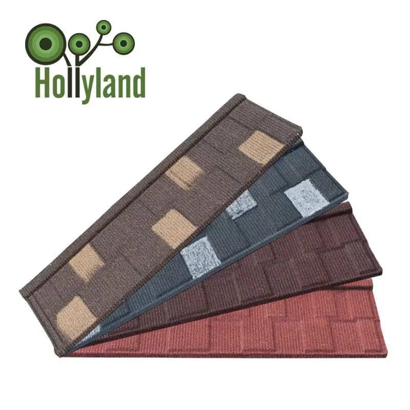Wholesale Building Material Shingles Brown Stone Chip Coated Steel Flat Roof Tiles Malaysia