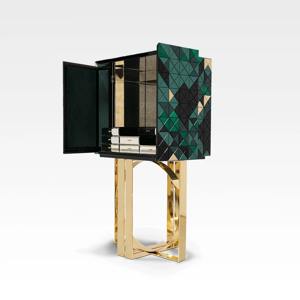 Italy royal design Luxuryrooms modern furniture green mosaic Best Price wine cabinets for home light luxury wine cabinet