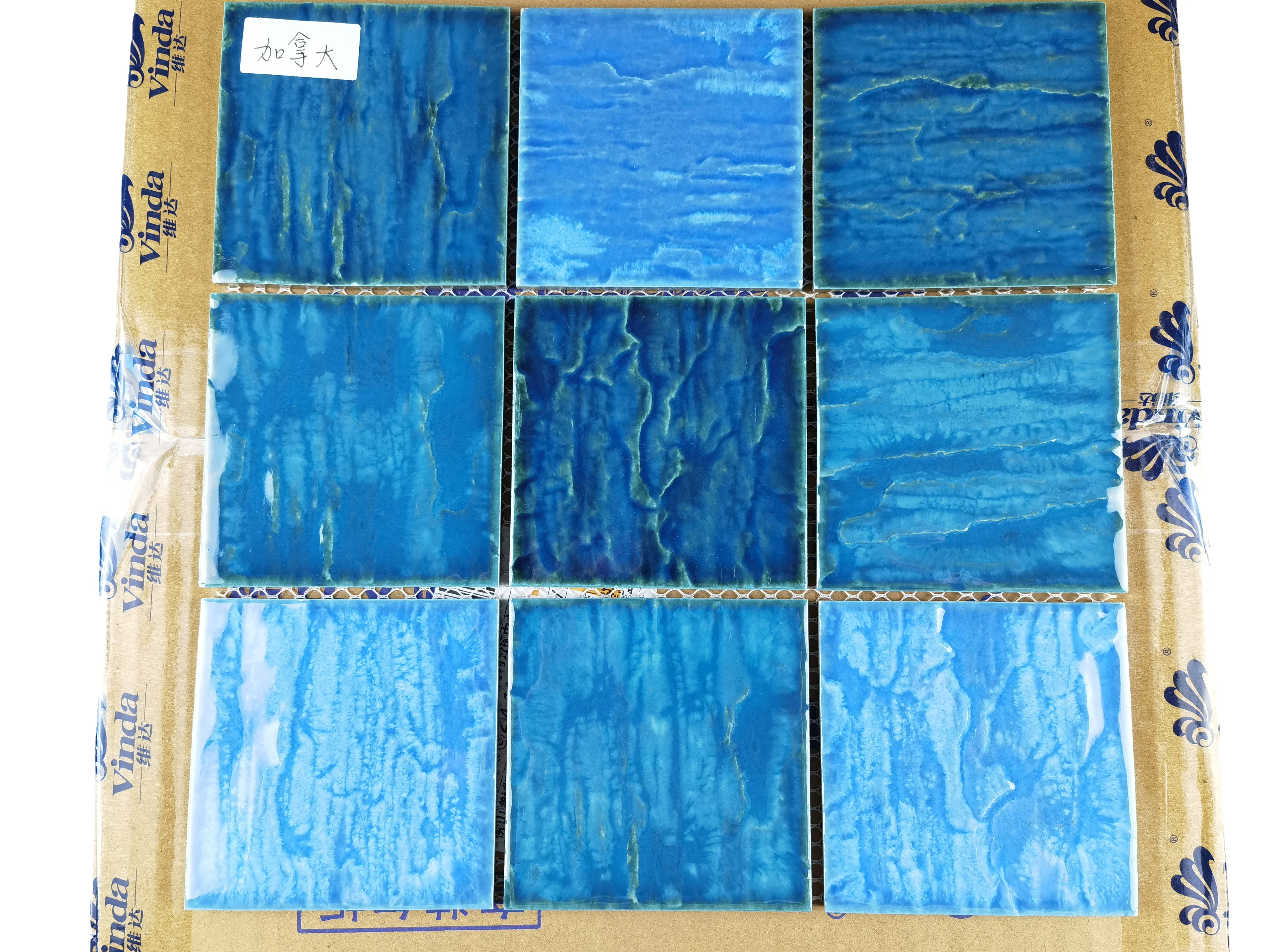 Blue series ceramic big size swimming pool tile 100x100mm