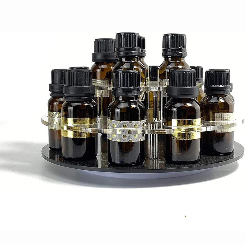 2021 Hot Sale Round Rotating Perfume Essential Oil Acrylic Bottle Display Stand