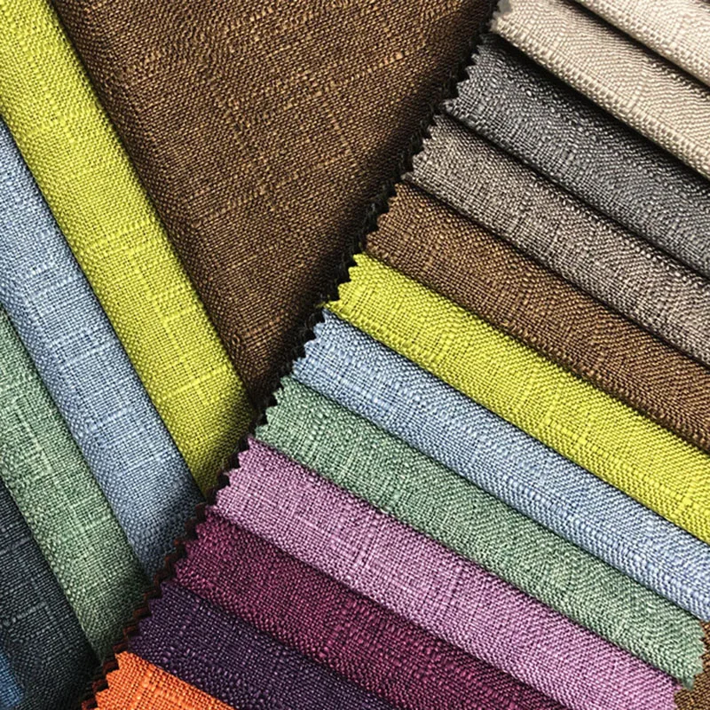 Wholesale Linen Slub Flax Solid Color Sofa Fabric For Car Cover Pillow Cushion Decorative Cloth