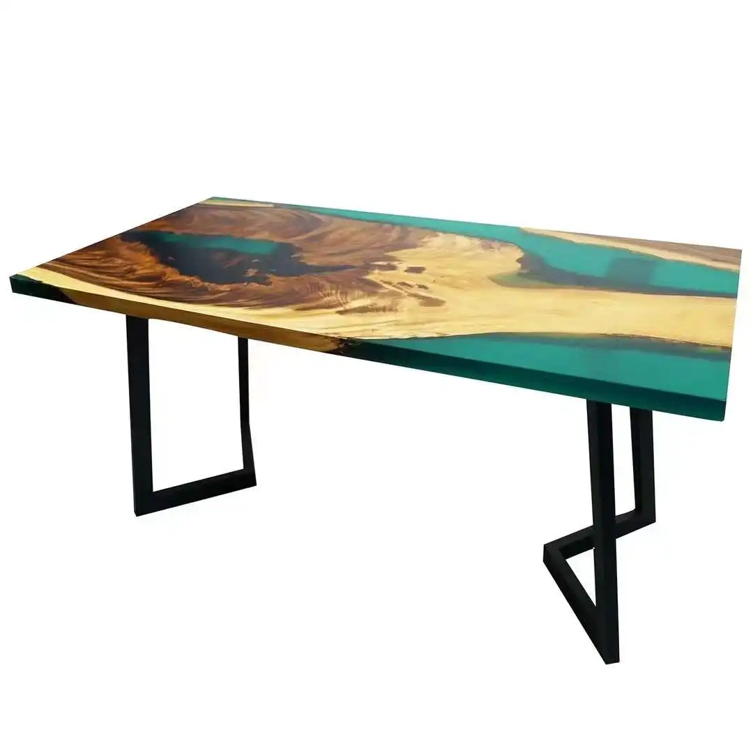 River Coffee Tea Table Top South American Walnut Resin 30x60x1.5inch Office Furniture Modern Contracted and Contemporary