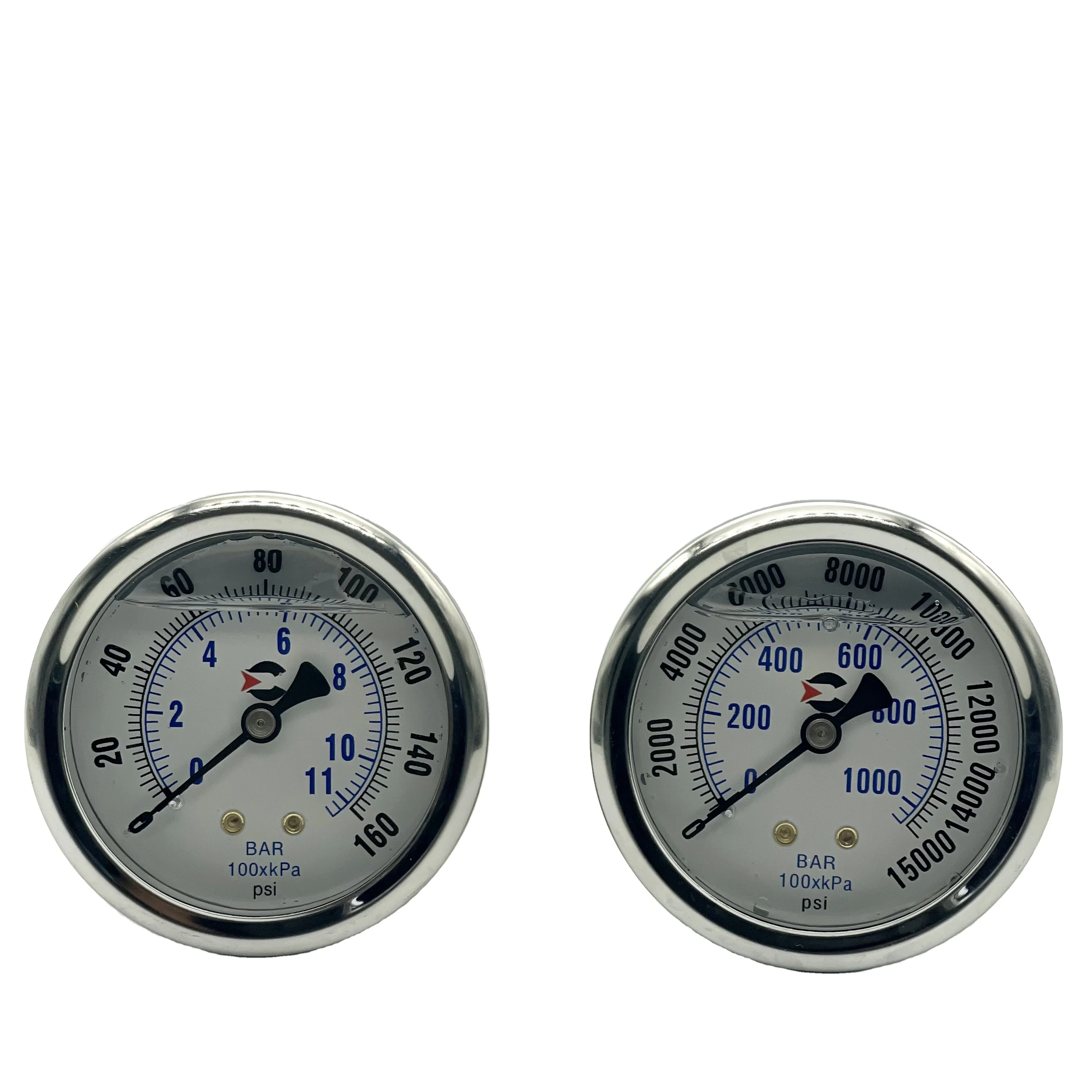 2.5 INCH L-AD 0-15000 psi  (center back mount)1/4BSP Liquid filled oil pressure gauge