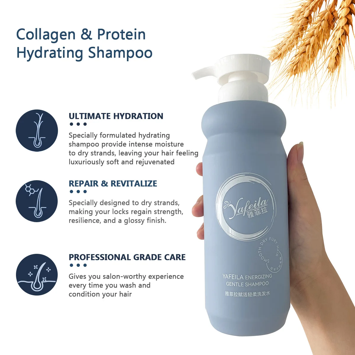 Hot Sale Organic Anti-Frizz & Smoothing Shampoo and Conditioner for All Hair Types, salon professional formula