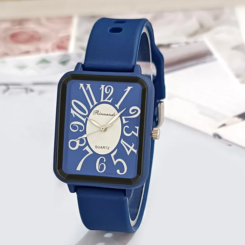 Wholesale 2024 new design alloy case luxury watches cheap square women silicone strap quartz watches R02