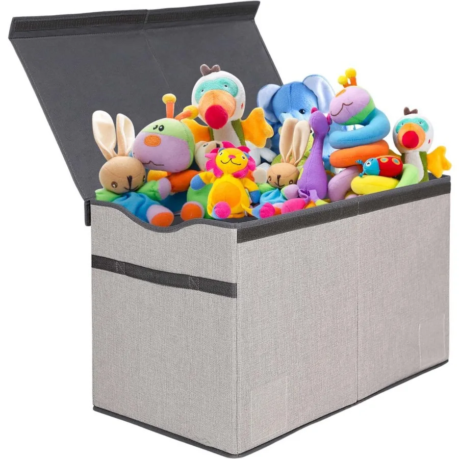 Collapsible Toy Organizers and Storage Toy Bin Box Basket Trunk Kids Toy Chest with Flip-Top Lid for Toddler