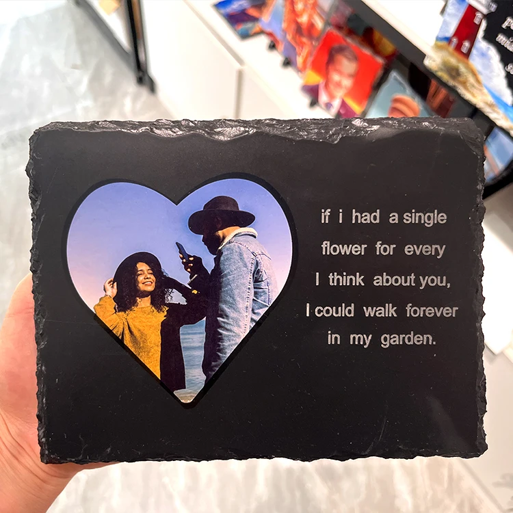 Wholesale special sublimate laser engrave black blank photo slate customize cat dog photo frame sublimation rock slate