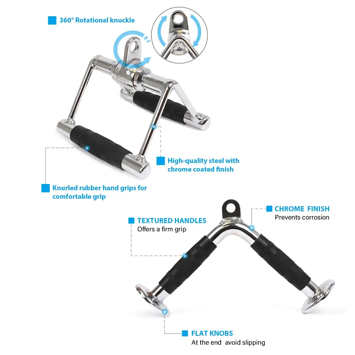  Triceps Rope LAT Pull Down Bar V with Rotation V-Shaped Cable Machine