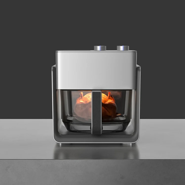 Best Selling 4L Household Mechanical Touch Control Transparent Deep Fryer Machine Visible Digital Glass Air Fryer Without Oil