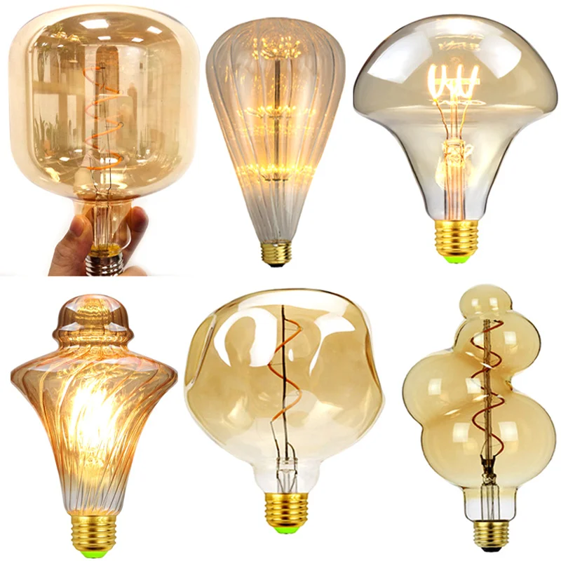 giant  light bulb US EU market smoke glass edison light bulb dimmable alien shape led filament bulb