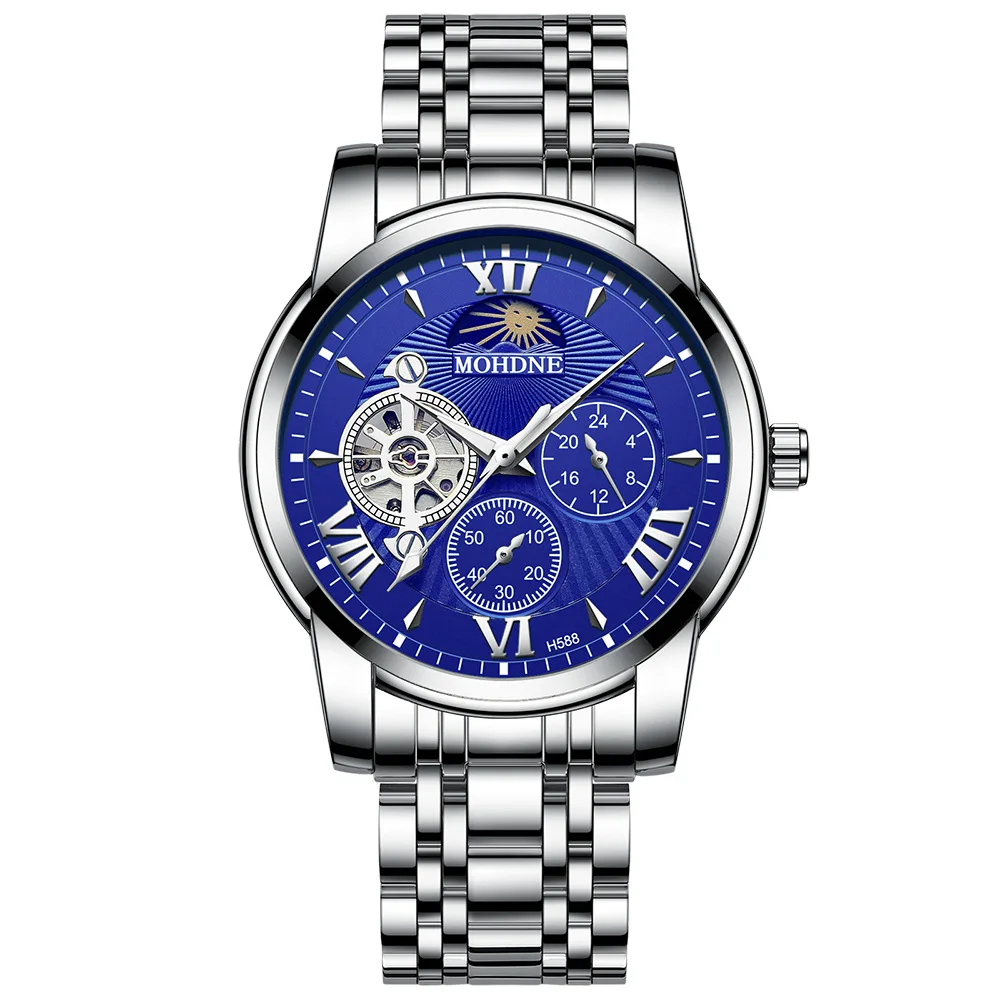 Minimalist Stainless Steel Band 3ATM Waterproof Mens Automatic Movement Watches