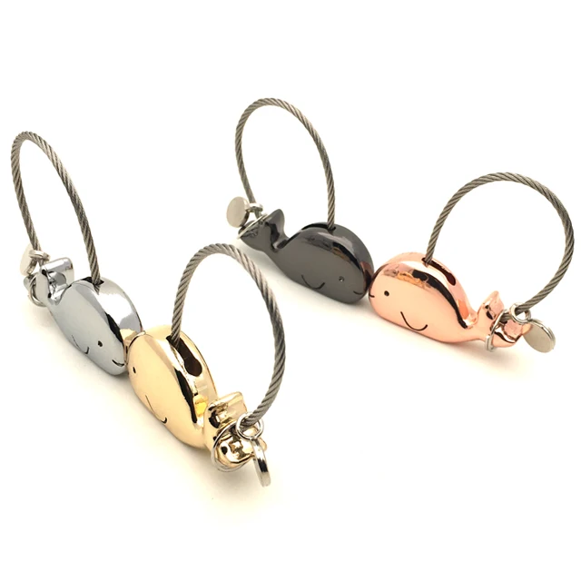 Fish Shape 3D Keychain Metal Whales Animals Couples Love Keyring