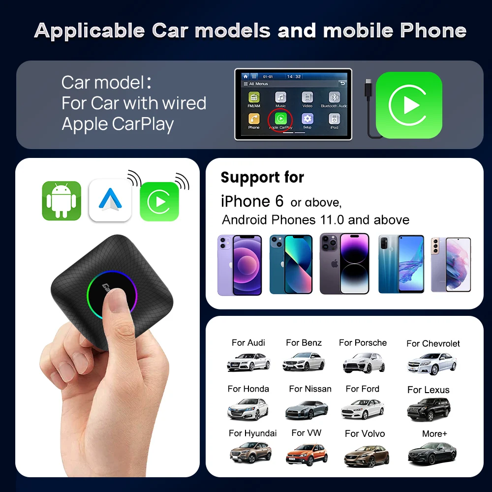 Carlink Radio Aibox Wireless 8G 128G Android Navigator Car Play Netflix Auto Carplay Multimedia Ram With Tf Simcard For Apple