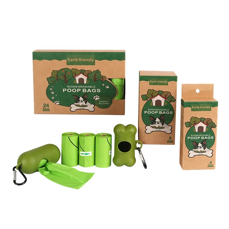 
100% Biodegradable Corn Starch and Compostable Eco Friendly Private Label Dog Poop Bag With Dispenser 
