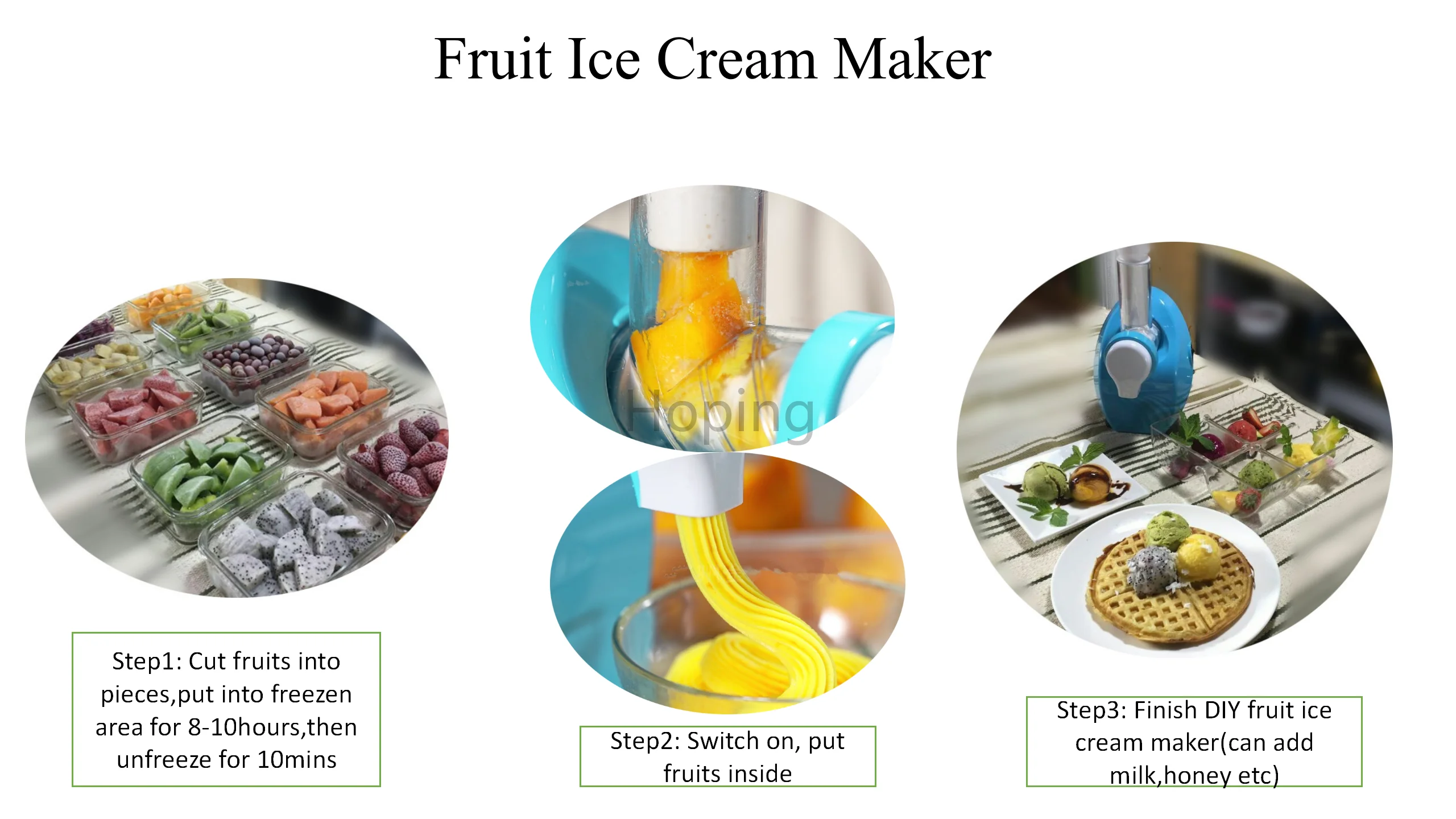 Household Family Use Milk Fruit Yogurt Maker Frozen DIY Ice Cream Maker 150W Fruit Smoothie Machine