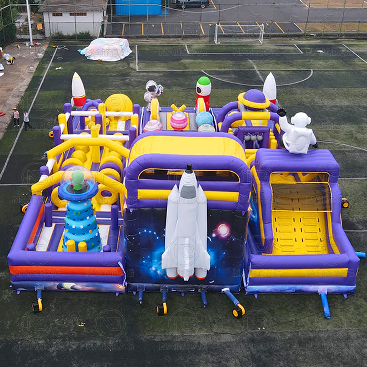 Alien Themed Inflatable Park Rocket Planets Space Themed Obstacle Outer Space Inflatable Playground Castle Galaxy Voyager Combo