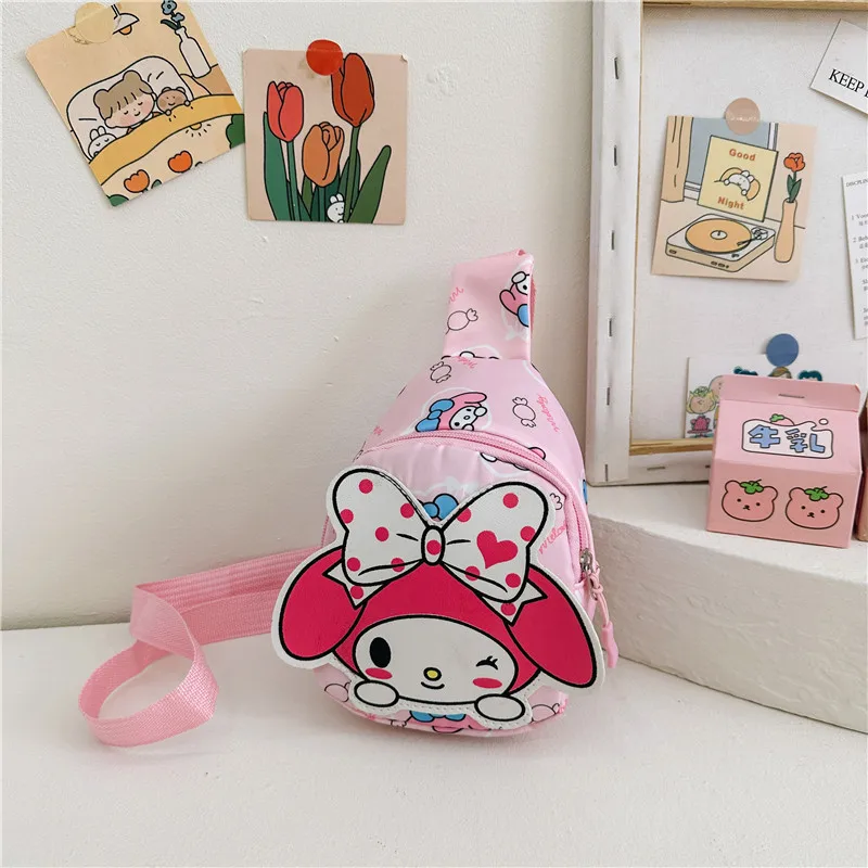 Newest 2024 New Arrival Children Kids Bag Kawaii Girl Boy KT Kuromi Melody Crossbody Bag Cute Oxford Fabric Cartoon Chest Pack