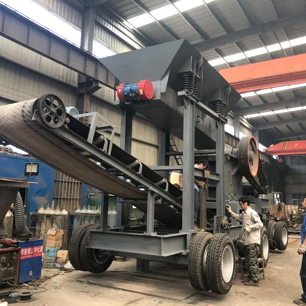 80tph Mobile Concrete crushing plant,Gravel Cobblestone Jaw Crusher with Belt Conveyor Station