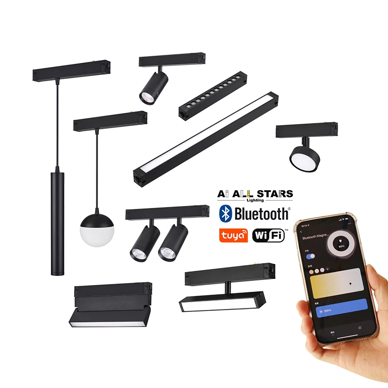 220V Smart Magnetic Suction LED Track Spot Light Grille Recessed Magnetic Track Light Lighting System Tracklights Rail For Home