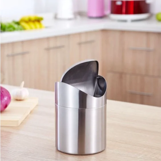 Customized stainless steel household items trash bin waste bin trash can for table
