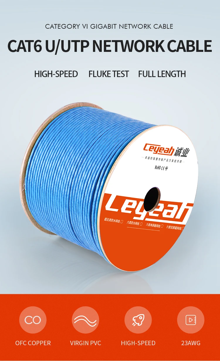 Network Cable Cat6 utp 23AWG 0.57 Pass channel 100M Copper Generic Cabling POE IP Camera Blue Lan Cable 305M 1Gbps 250Mhz