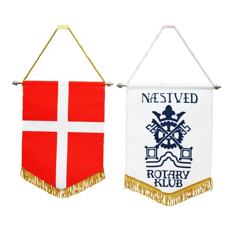 Custom advertising non-woven satin material club national football pennant exchange souvenir wall banner flags