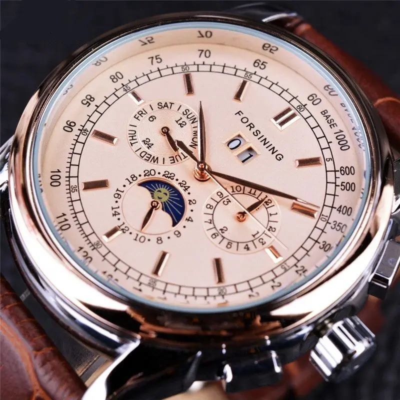 Men Watches Brand Automatic Mechanical Watch Male Genuine Leather Business Wristwatch