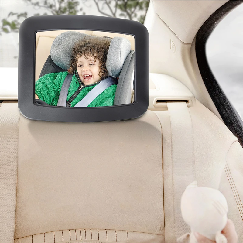 Shatterproof Safety Baby Car Seat Mirror Fully Assembled with Wide Crystal Clear View for Rear-Facing Infants