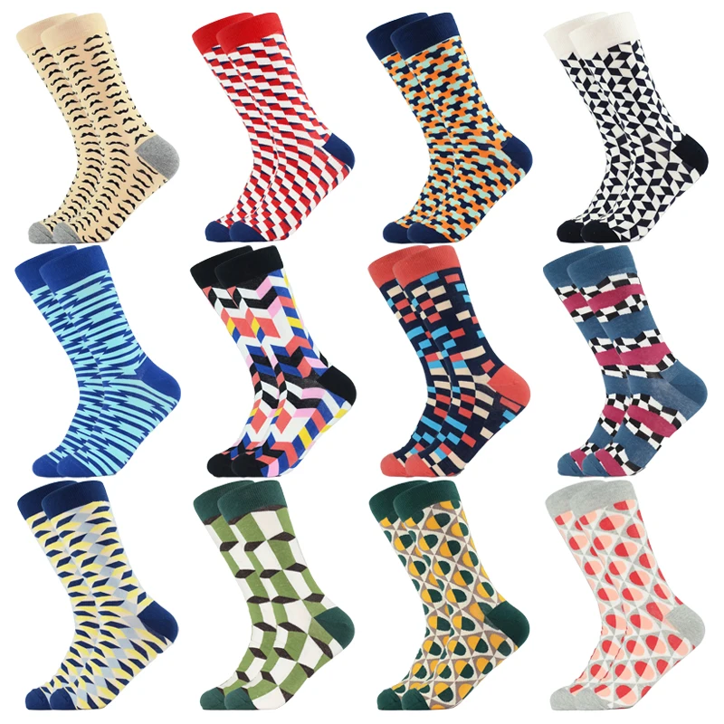 
Wholesale Custom Quality Cotton Socks Logo Pattern Long Tube Funny Happy Man Socks Novelty Skateboard Socks Women Stripe 