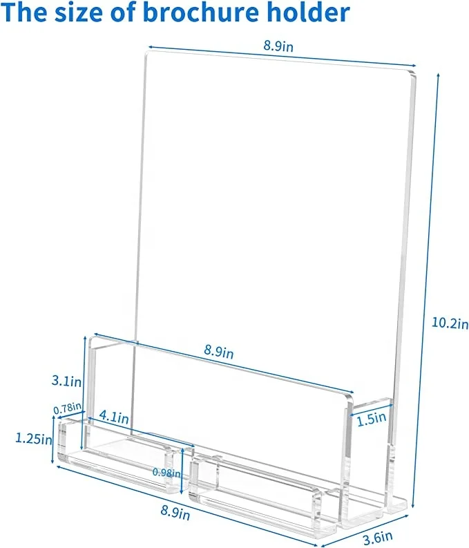 2 Pack 8.5*11 Inches Business Card Holder Brochure Display Stand Plastic Leaflets for Magazines Brochures Menus Journals