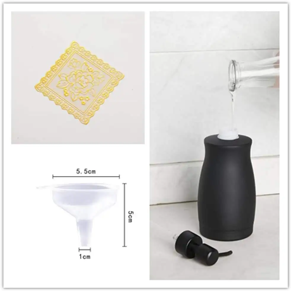 13.5oz Countertop Black Soap Dispenser Rust Resistant Leak-Proof Liquid Hand Sanitizer Pump With Hopper
