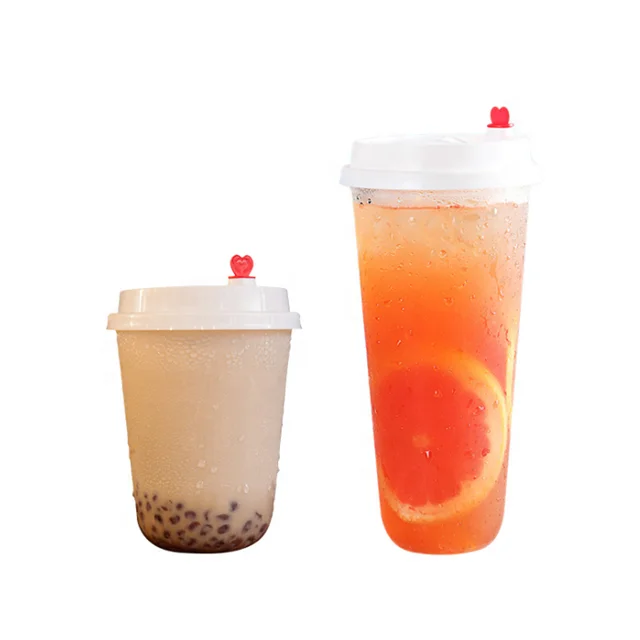 700ml Custom PP Disposable Blister U Shape Boba Cup Milk Tea Juice Cup Take Away Plastic Cup With Lid