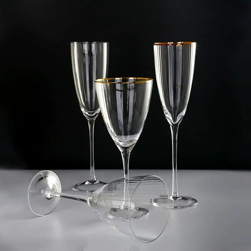 Creative gold rimmed goblet glass gift different capacity red wine glass for weddings restaurants party