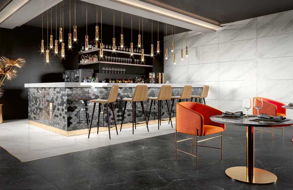 Popular New White Bar Counter Design With LED Customized Sizes Bar Table For Restaurant