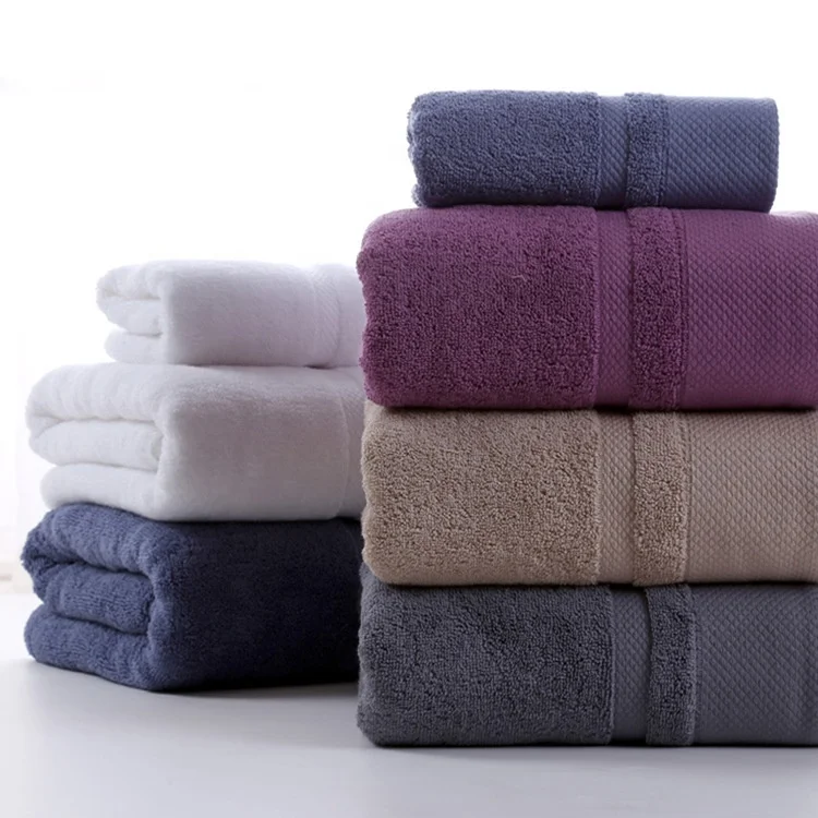 Manufacturers Wholesale Good quality 100% cotton  thicken high water absorption 1 bath towel and 2 wash face towels set for home