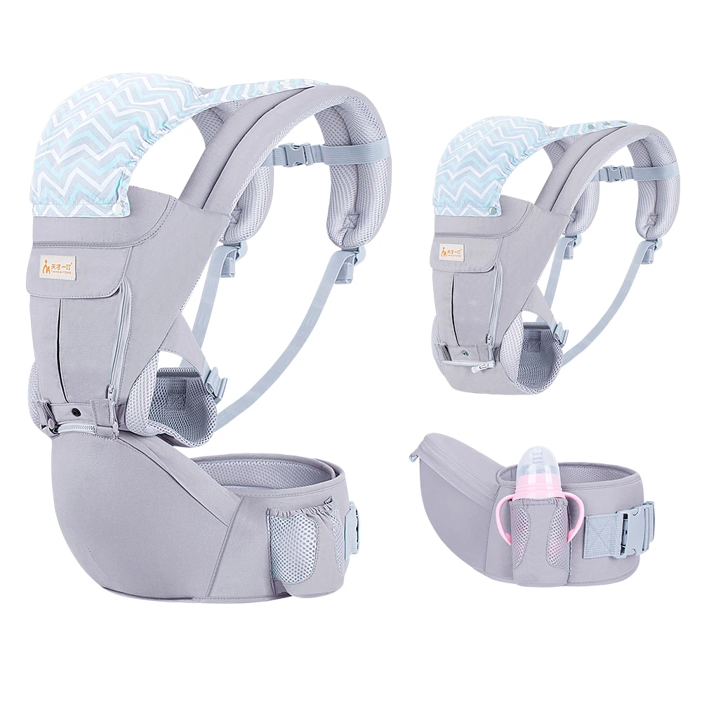 
Manufacturer Ergonomic Hip Seat Baby Carrier with Hood Cotton Front and Back Carrying Baby Wrap Carrier Sling for Newborn Infant 