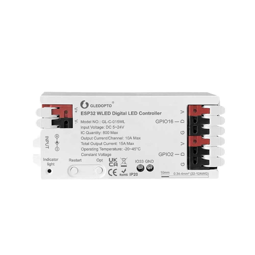 2024 LED smart home lifestyle Gledopto Hot WLED controller quick connect port design Brightness Adjustment Color Changing