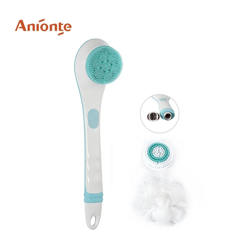 Personal care body brush cleaning tool set Silicone Massage Brush Electric Multi-Function Long Handle Bath Brush