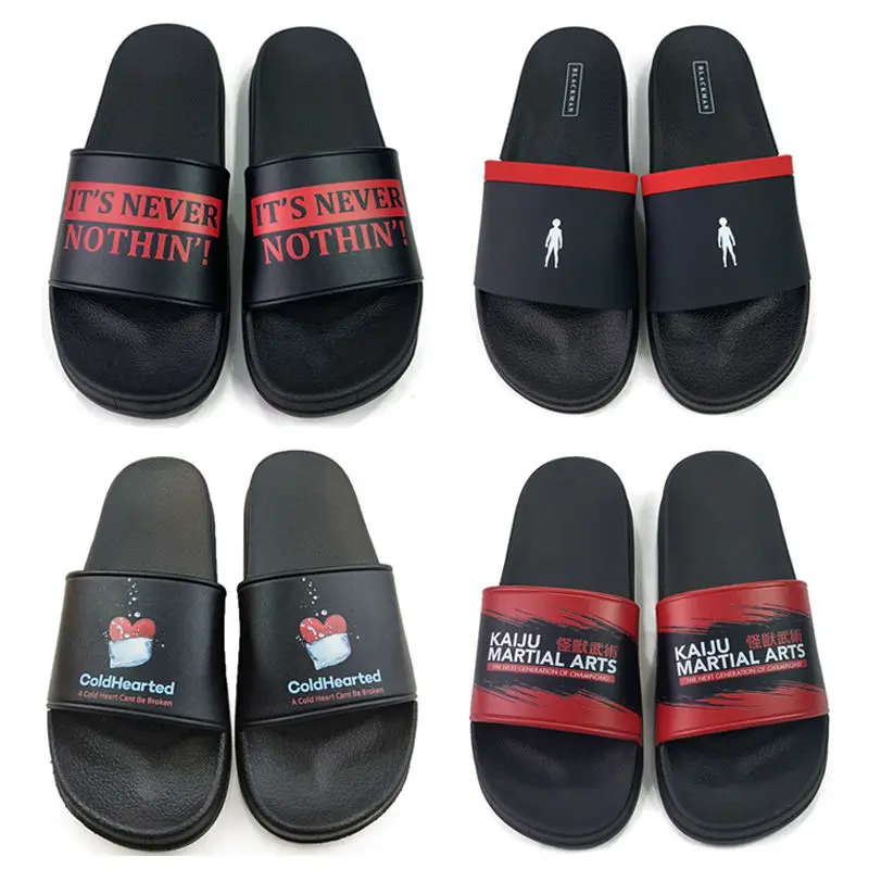 2024 Customized Slide Logo Slippers Design 3D Printed Rubber Slippers Beach Pvc Slippers