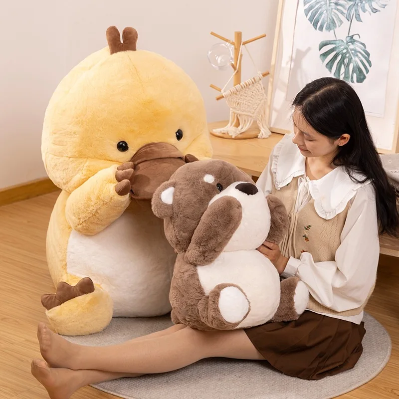 Shy platypus stuffed animal plush toys cute otter girls sleep pillow rag doll wholesale
