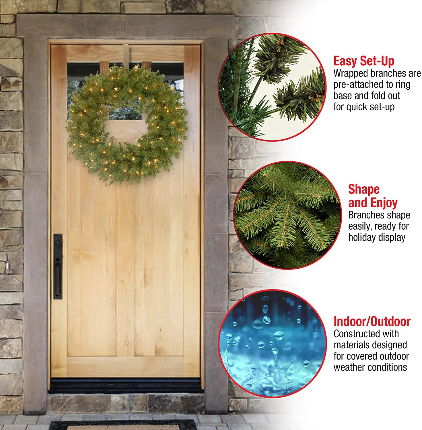 Висячие дверные украшения из пвх мишура Рождественское украшение венок