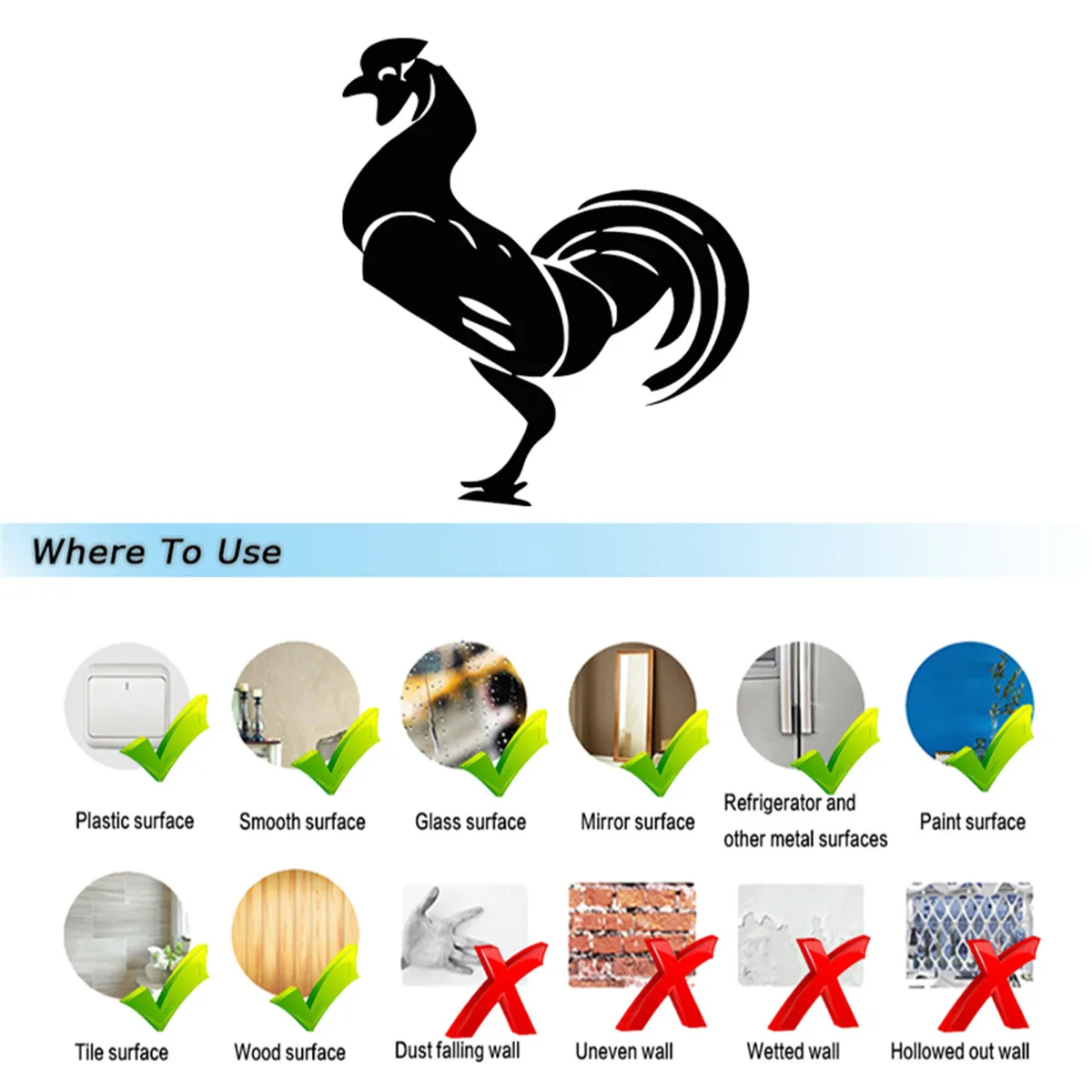 Cock Rooster Car Sticker Window Door Wall Bumper Laptop Truck Vinyl Decal Gift Die Cut Decals Laptop Window Glass