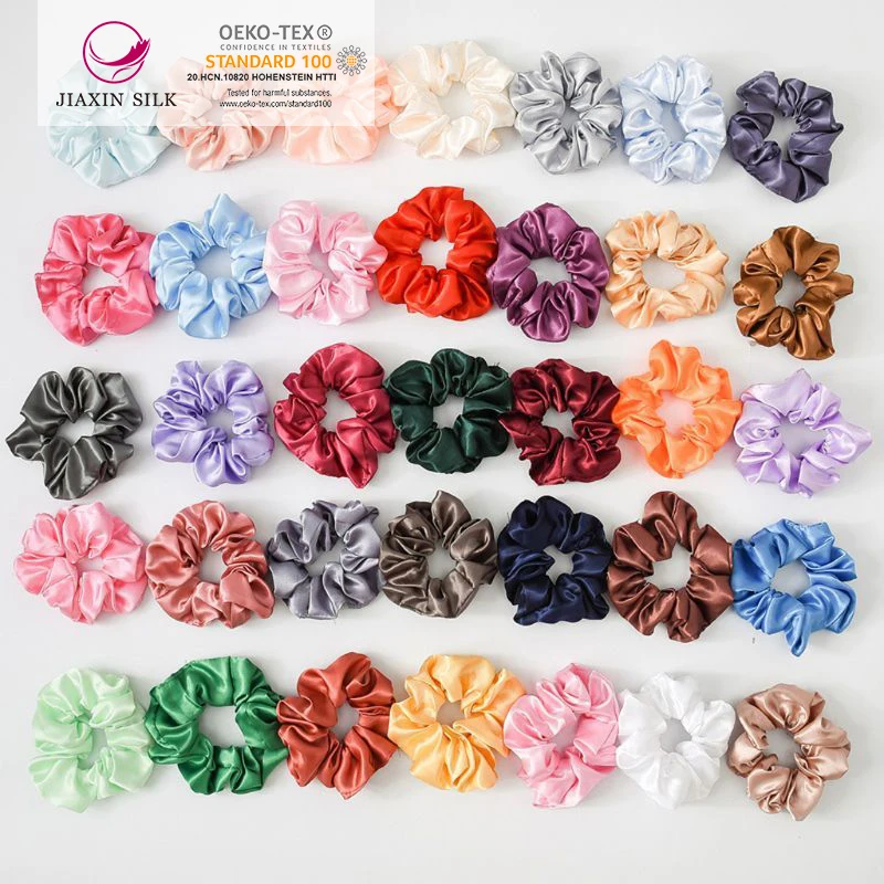 big size 100% silk Scrunchies with logo large 100% mulberry silk scrunchie