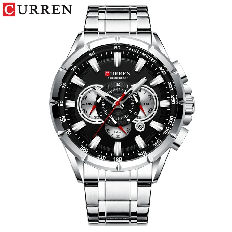 Curren 8363 Mens Military Army Stainless Steel Chronograph Watches 3ATM Waterproof Multifunctional Luxury Brand Wrist Watches