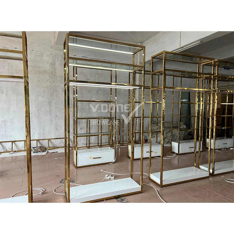 boutique store clothing display rack gold clothes display racks shelf for clothing shop retail metal garment display rack